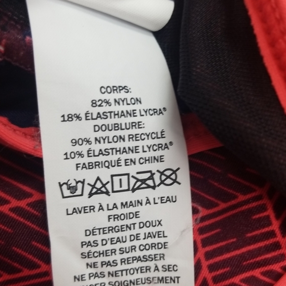 L.L. Bean swim top coral maroon geometric pattern - Picture 5 of 7